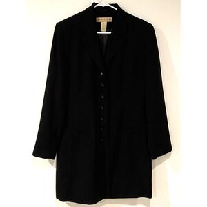 Apostrophe Long Blazer Black 7 Buttons Full Lining 2 Pockets Jackect Sz 14